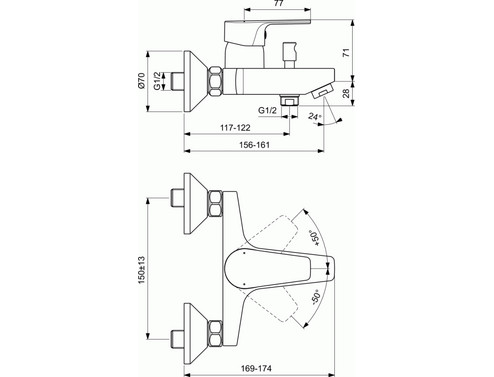 Смесител за вана/душ Ideal Standard ESLA